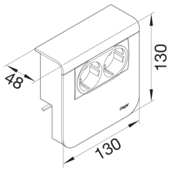 Zeichnung Datenanschluss Cat.6, 2-fach Geräteträger Kunststoff
