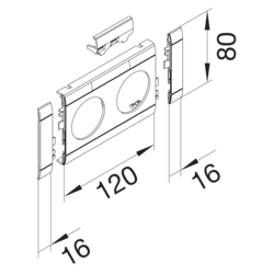 Zeichnung Kanalsteckdosen 2-fach und Blenden ABS