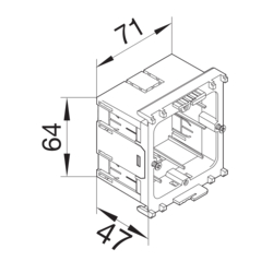 Zeichnung Geräteeinbaudosen für tehalit-Geräteeinbau, und Rahmenblenden Polyamid (PA)