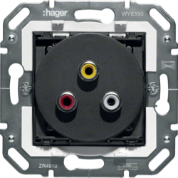 WYE650 Stereo Audio/Video Steckdose 3 x Cinch (RCA), Buchsenfarben weiß, rot,  gelb
