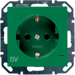 WYS504 SCHUKO Steckdose kallysto mit LED und Aufdruck SV,  16 A 250 V~, grün