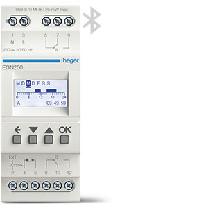 Frontansicht der digitalen EGN200 2-Kanal Multifunktions-Zeitschaltuhr mit Bluetooth-Konfiguration